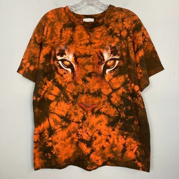WALT Disney World Animal Kingdom Tie-Dye Tiger Face Eyes Tee Shirt Men's Size S - Picture 1 of 11